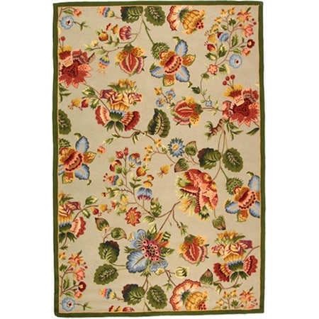 Safavieh 4 ft. x 4 ft. Round- Country and Floral Chelsea Sage Hand Hooked Rug HK331C-4R